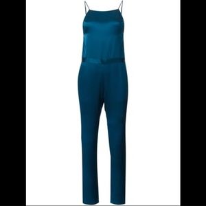 Fleur Du Mal Lounge Silk Jumpsuit In Teal Never Worn